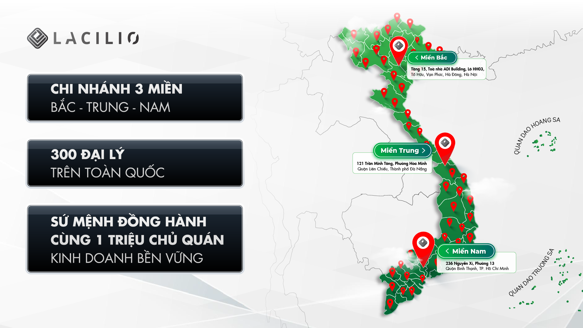 Mạng lưới chi nhánh Lacilio trên toàn quốc